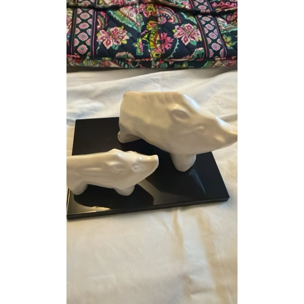 Porcelain Wild Boar Figurine Set Japan